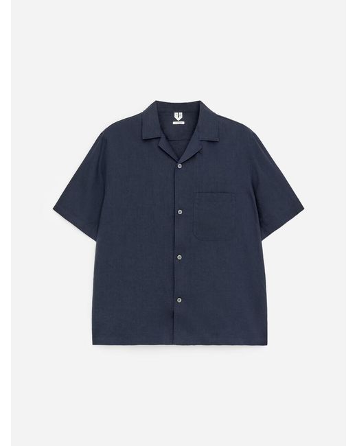 ARKET Blue Relaxed Linen Resort Shirt for men