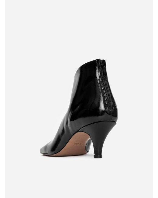 ARKET Black Glossy Leather Ankle Boots