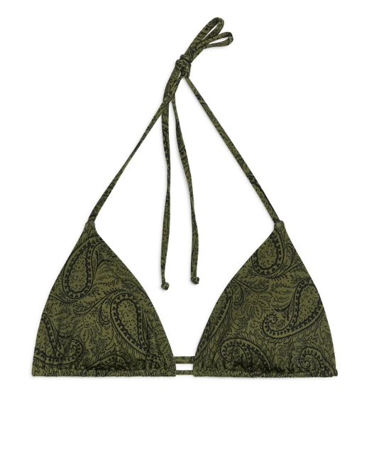 ARKET Green Triangle Bikini Top