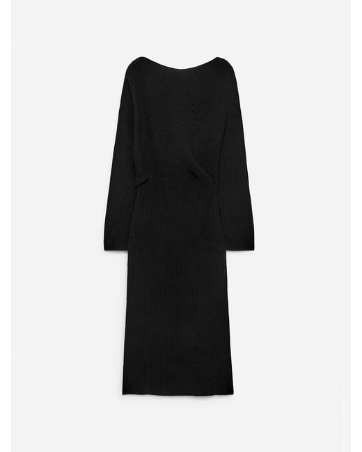 ARKET Black Draped Wool Dress