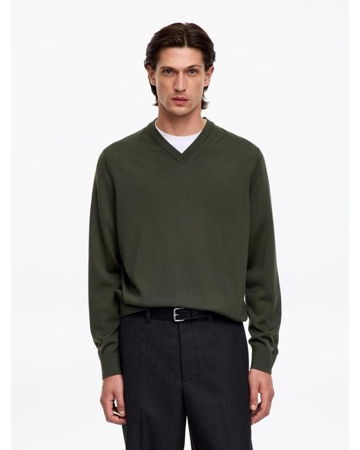 ARKET Green Merino V-Neck Jumper for men