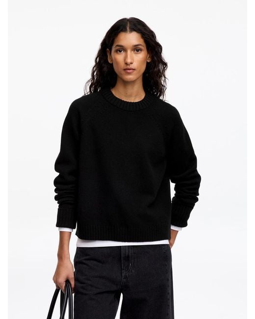ARKET Black Folded Sleeve Wool Jumper