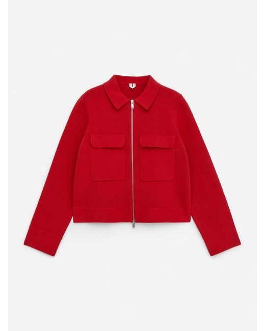 ARKET Red Knitted Cotton Jacket