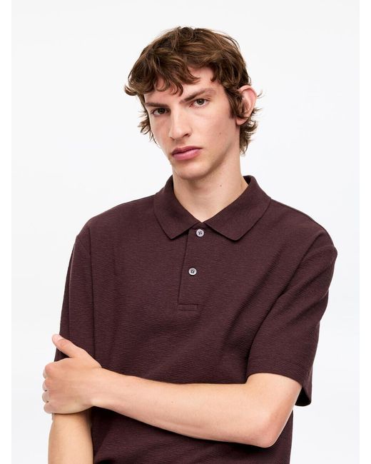 ARKET Red Cotton Linen Polo Shirt for men