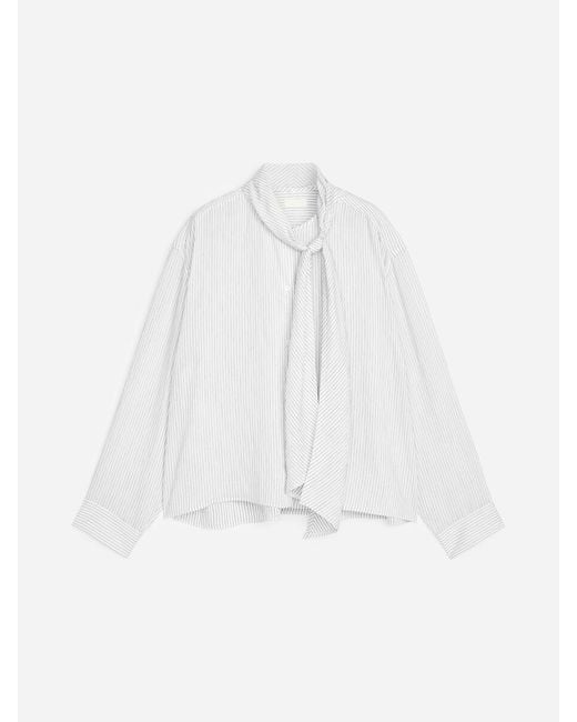 ARKET White Detachable Scarf Blouse