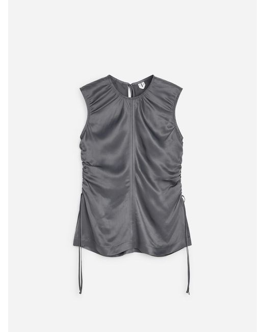ARKET Blue Satin Drawstring Top