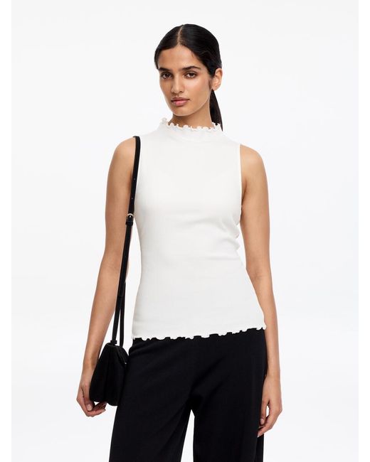 ARKET White Mock-Neck Ribbed Top