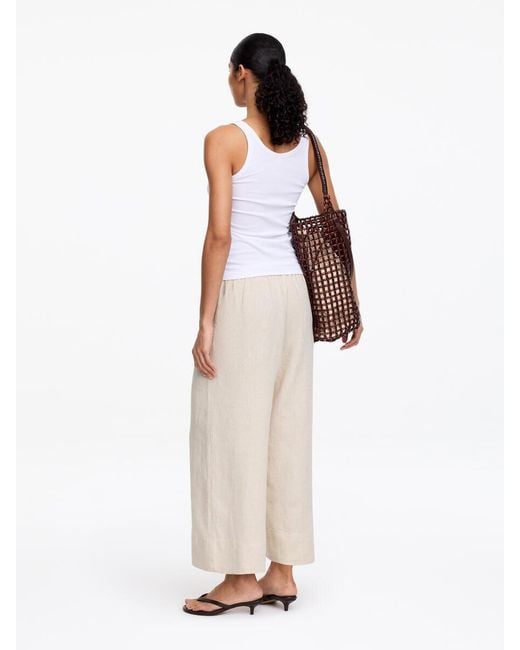 ARKET Natural Cropped Linen Trousers