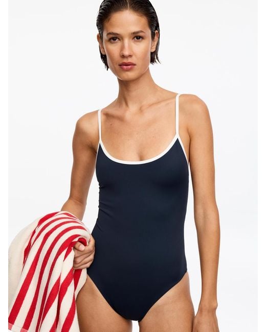 ARKET White Contrasting Strap Swimsuit
