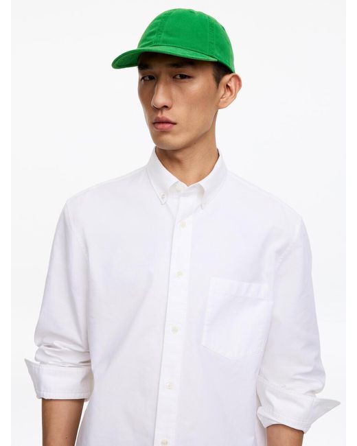 ARKET Green Washed Cotton Canvas Cap for men