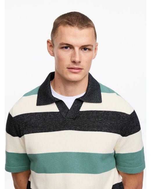 ARKET Green Block-Stripe Polo Shirt for men