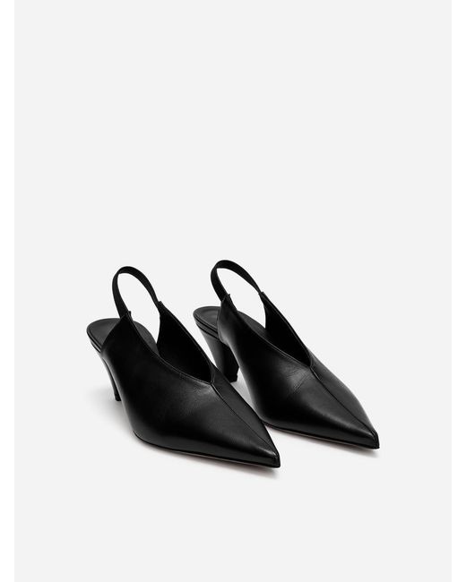 ARKET Black Slingback Leather Pumps