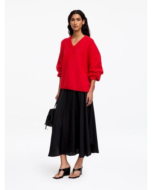 ARKET Red Alpaca-Wool Blend V-Neck Jumper