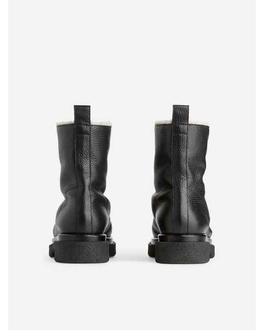 ARKET Black Faux Fur Leather Boots