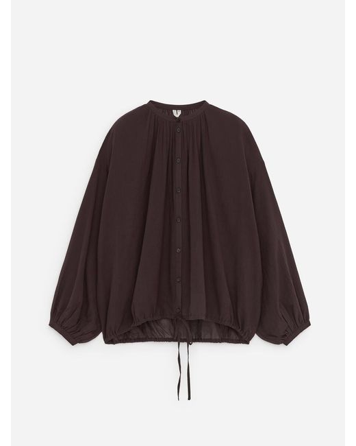 ARKET Brown Crepe Drawstring Blouse