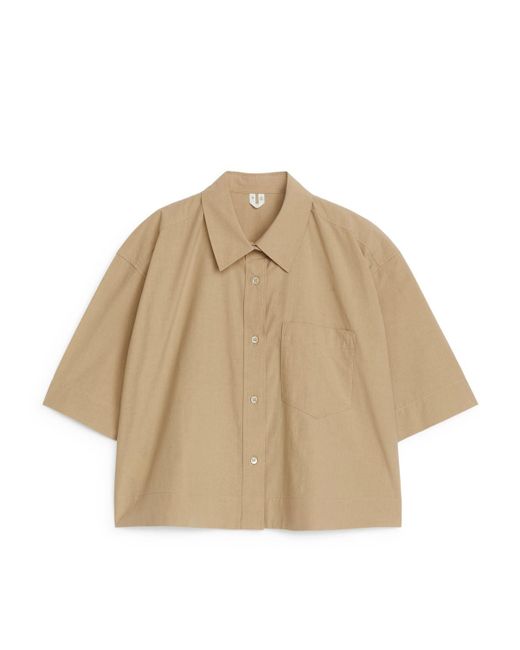 ARKET Natural Short-sleeve Cotton Shirt