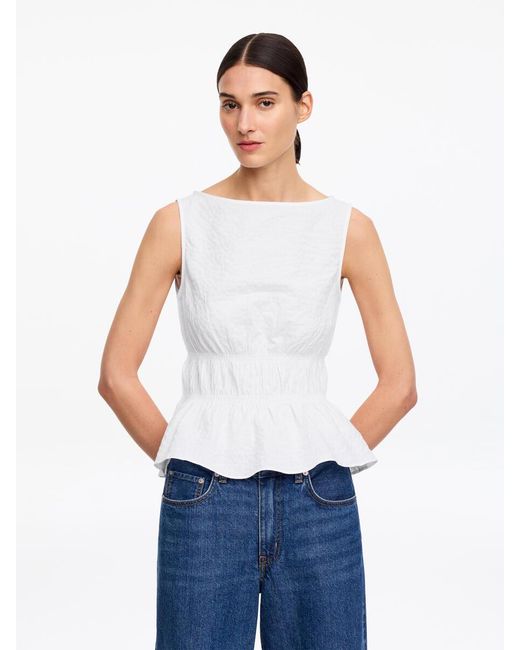 ARKET White Seersucker Smock Top