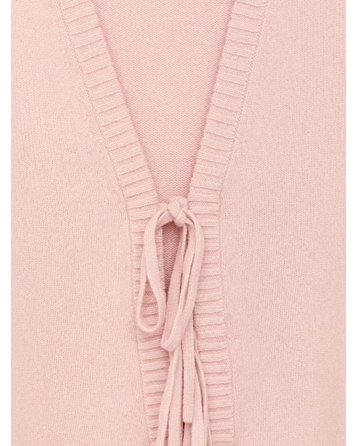 ARKET Pink Wool Tie-Front Cardigan