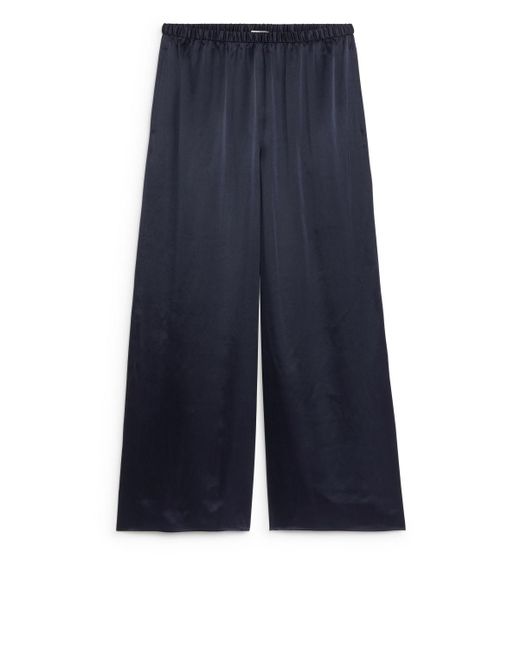 ARKET Blue Silk Trousers
