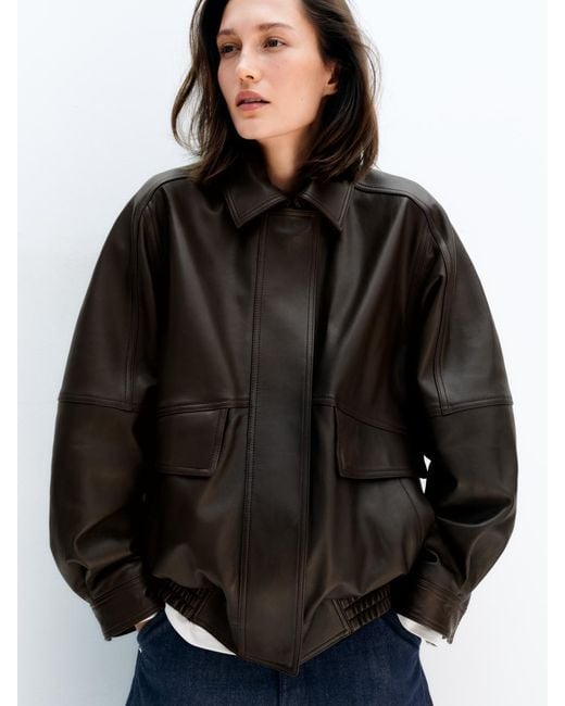 ARKET Brown Relaxed Leather Jacket
