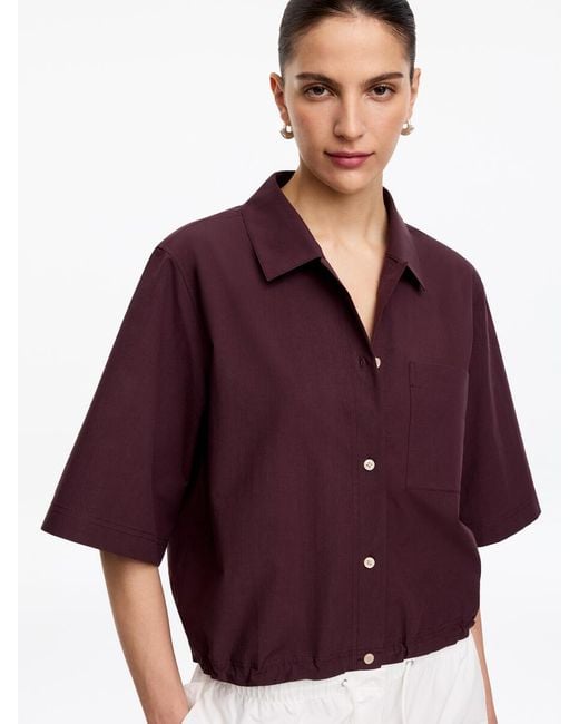 ARKET Purple Cotton Short-Sleeve Shirt