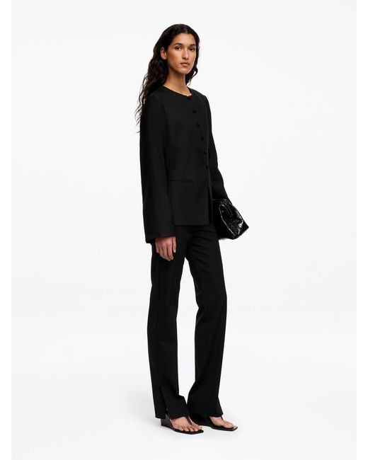 ARKET Black Linen-Blend Collarless Blazer