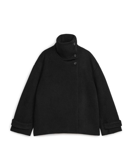 ARKET Black Fuzzy Wool-blend Jacket