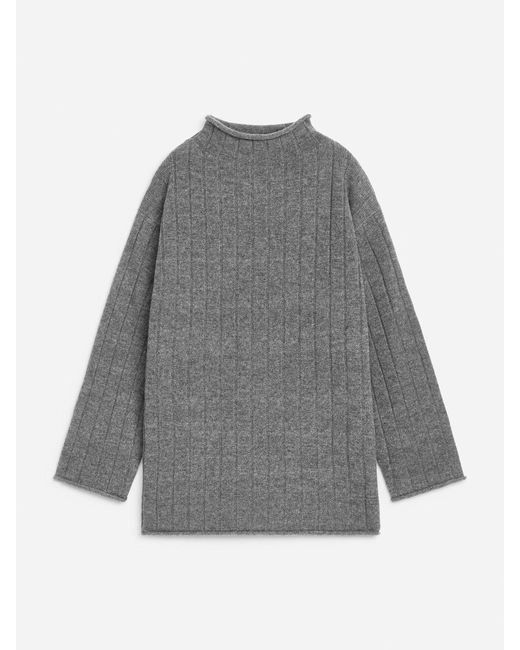 ARKET Gray Cashmere-Wool Rib Jumper