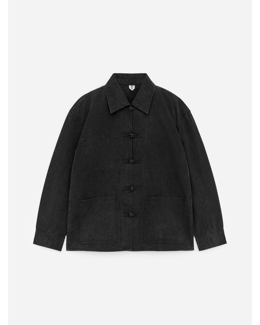 ARKET Black Knot-Button Overshirt