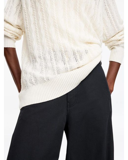 ARKET White Cable-Knit V-Neck Jumper
