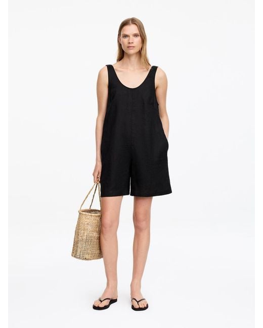 ARKET Black Short Linen Jumpsuit