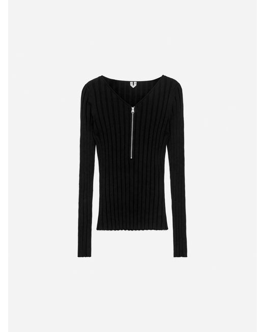 ARKET Black Half-Zip Rib Jumper