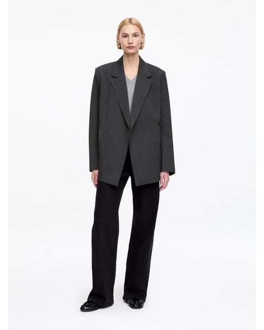 ARKET Gray Wool-Blend Wrap Blazer