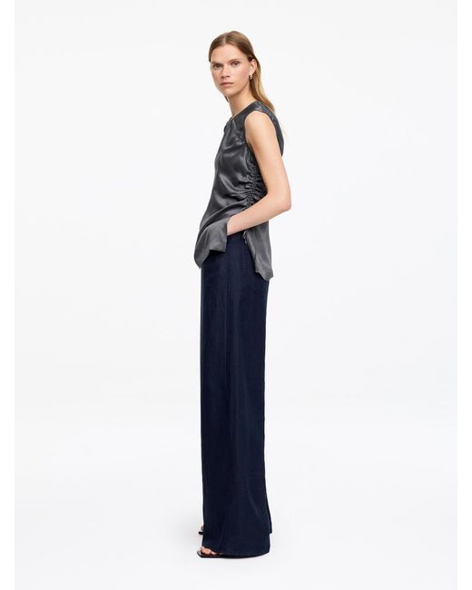 ARKET Blue Satin Drawstring Top