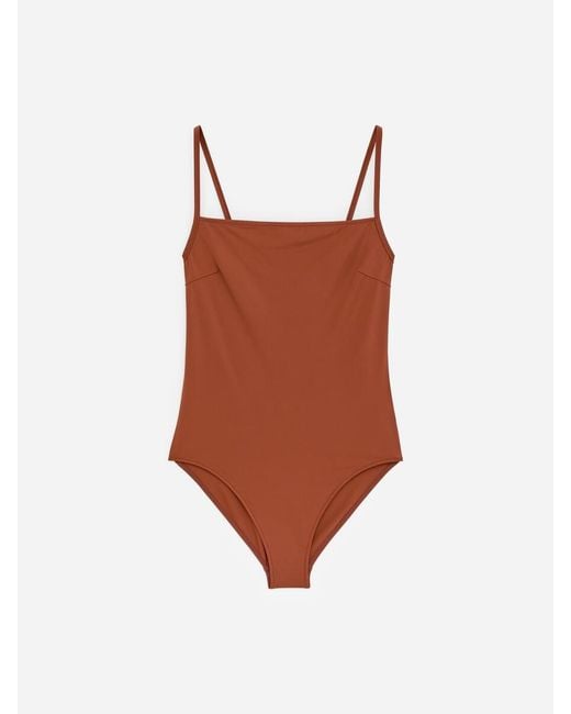 ARKET Brown Square-Neck Swimsuit