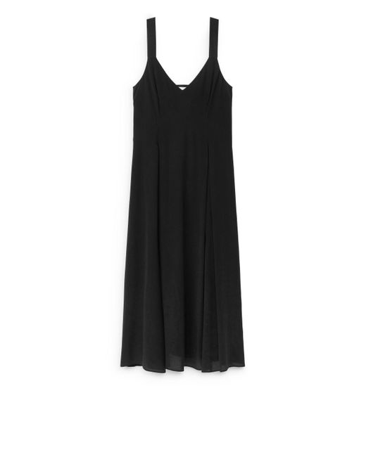 ARKET Black Midi Silk Dress