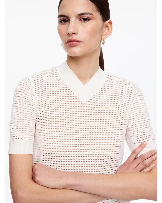 ARKET White Pointelle V-Neck Top