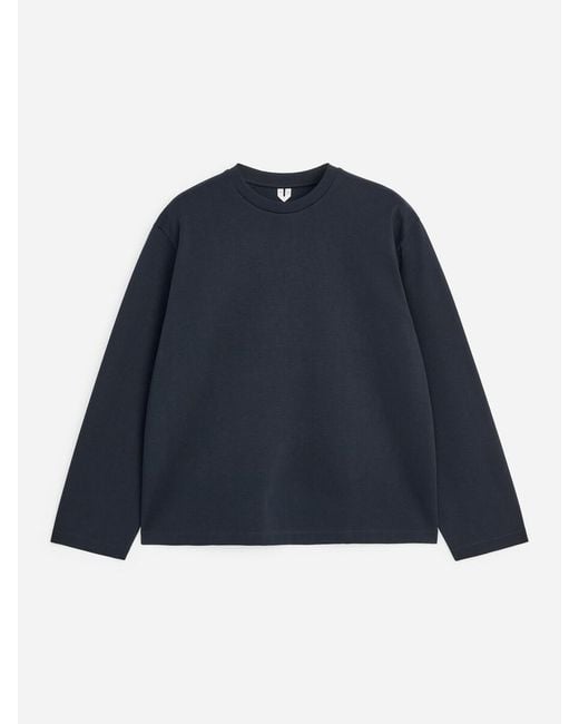 ARKET Blue Interlock Long-Sleeve T-Shirt for men