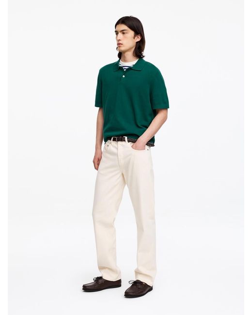 ARKET Green Fine-Knit Polo Shirt for men