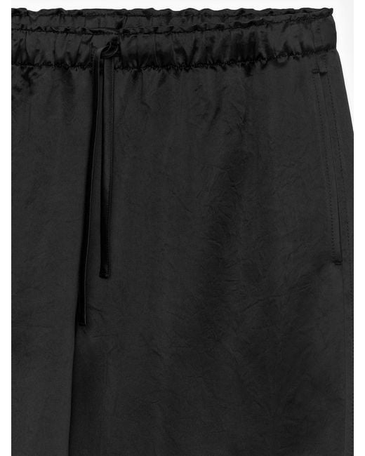 ARKET Black Drawstring Satin Trousers