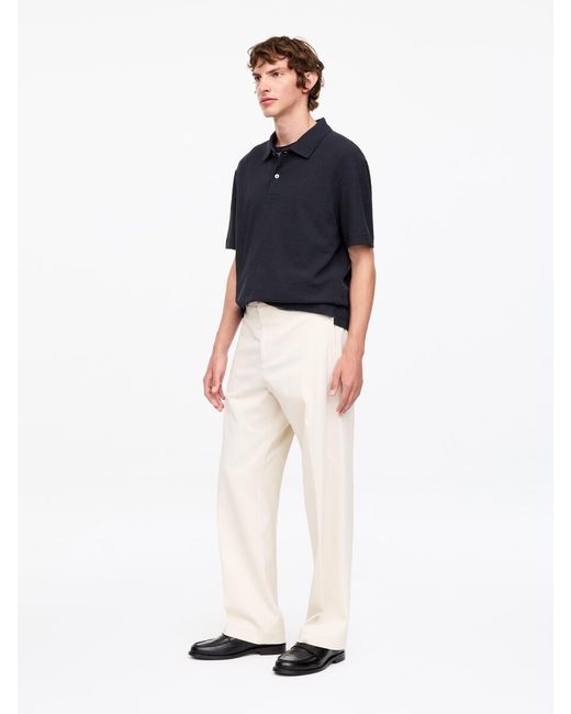 ARKET Blue Cotton Linen Polo Shirt for men
