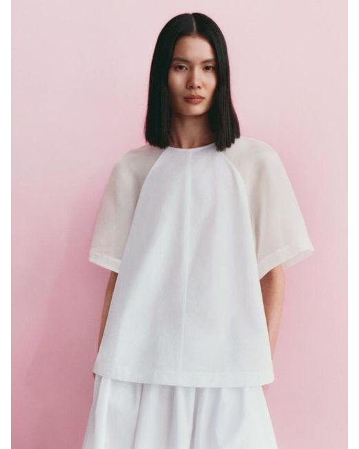 ARKET White Organza Panel Midi Skirt
