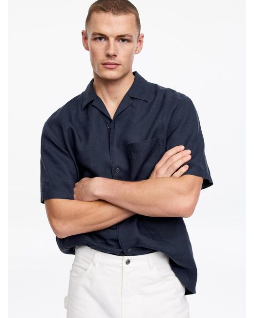 ARKET Blue Relaxed Linen Resort Shirt for men