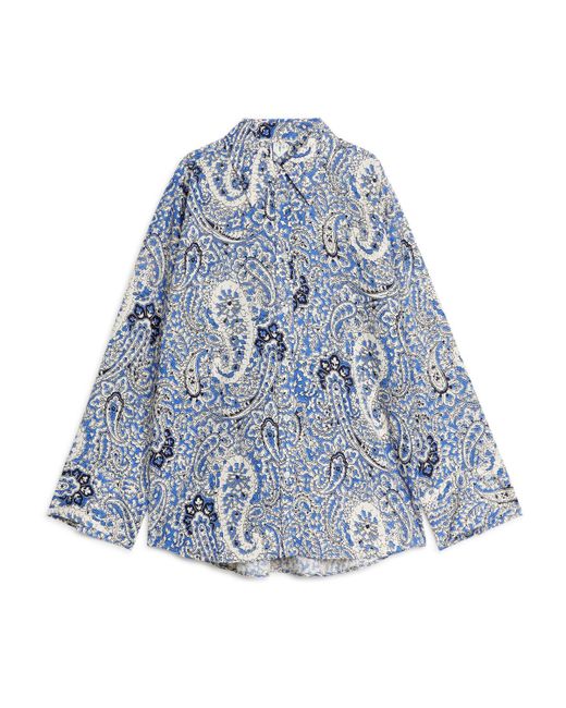 ARKET Blue Relaxed Paisley Shirt