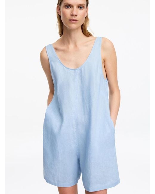 ARKET Blue Short Linen Jumpsuit