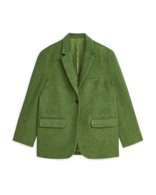 ARKET Green Brushed Wool Blend Blazer