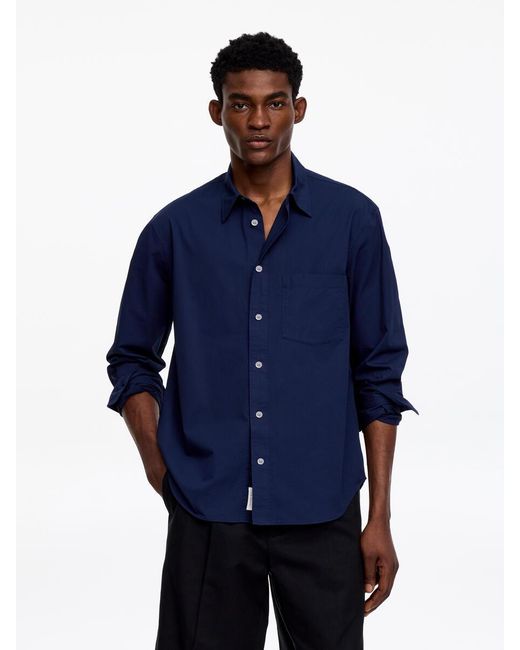 ARKET Blue Relaxed Cotton Twill Shirt for men