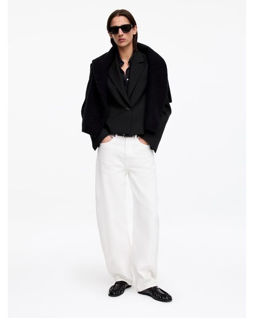 ARKET Black Cropped Wool Blazer