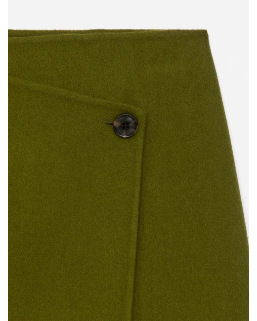 ARKET Green Doublé Wool-Blend Skirt