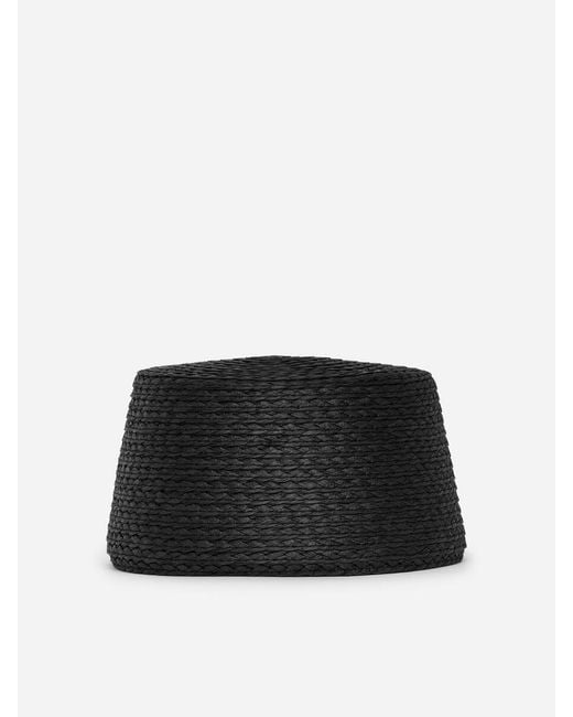 ARKET Black Straw Pillbox Hat